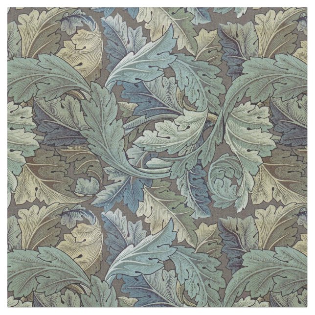 William Morris Acanthus Sage Blomma Blommig Botani Tyg (Närbild)