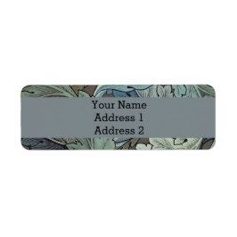 William Morris Acanthus Sage Flower Blommigt Botan Returadress Etikett