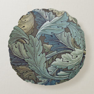 William Morris Acanthus Sage Flower Blommigt Botan Rund Kudde