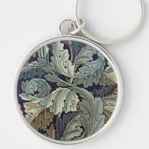 William Morris Acanthus Tapet Lövs Rund Silverfärgad Nyckelring