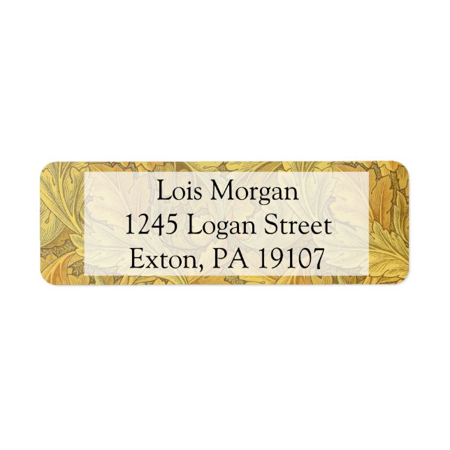 William Morris Acanthus Tapet Returadress Etikett (Framsidan)
