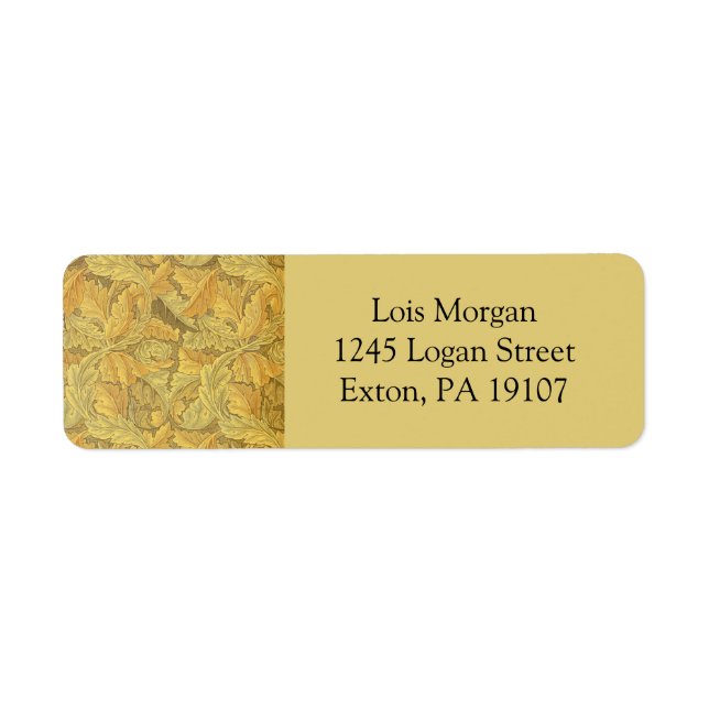 William Morris Acanthus Tapet Returadress Etikett (Framsidan)