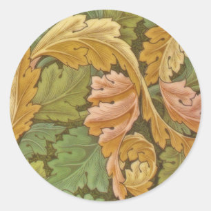 William Morris Acanthus Vintage Blommigt Runt Klistermärke