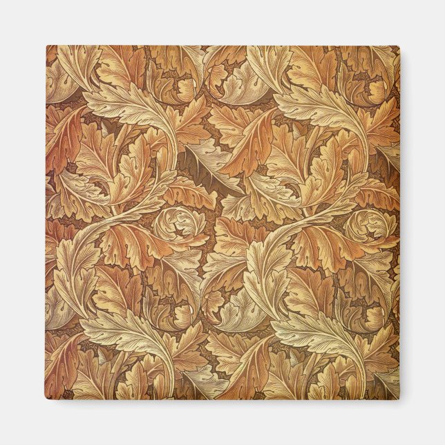 William Morris Acathus Brun Höstlöv Magnet (Framsidan)