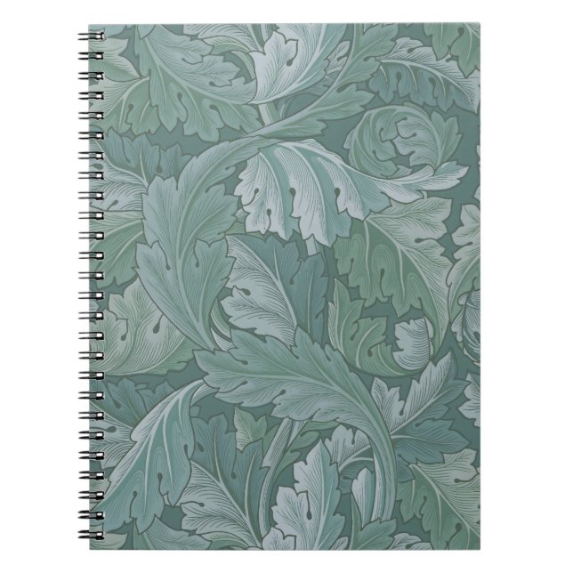 William Morris Akantusblad Tealblått Mönster Anteckningsbok (Framsidan)