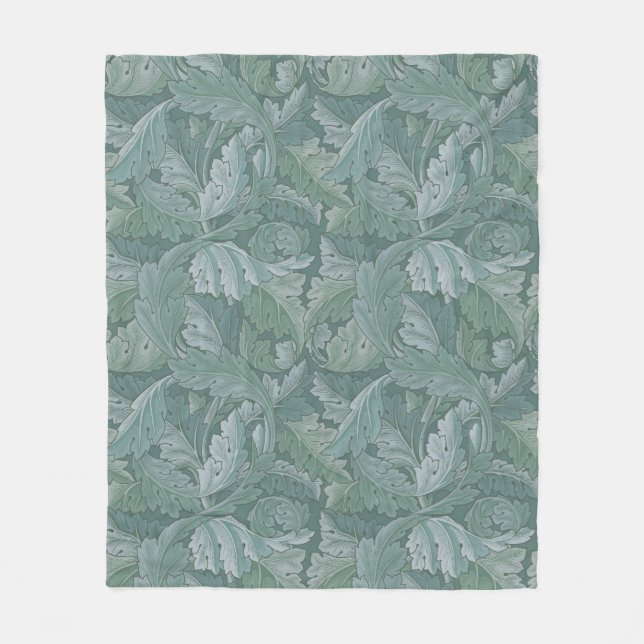 William Morris Akantusblad Tealblått Mönster Fleecefilt (Framsidan)
