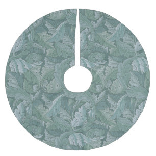 William Morris Akantusblad Tealblått Mönster Julgransmatta Borstad Polyester
