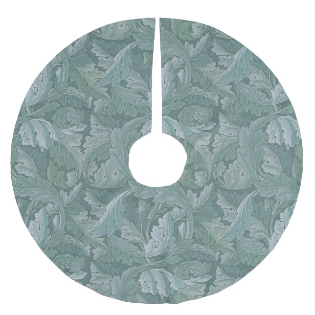 William Morris Akantusblad Tealblått Mönster Julgransmatta Borstad Polyester (Framsidan)