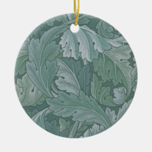 William Morris Akantusblad Tealblått Mönster Julgransprydnad Keramik