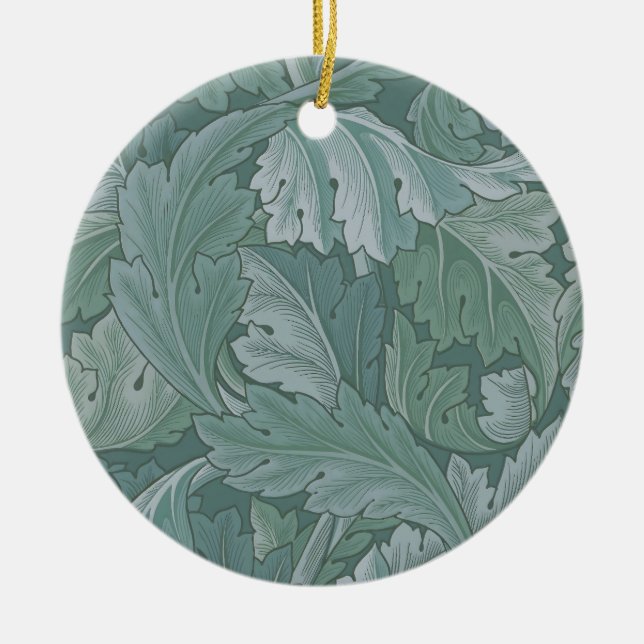 William Morris Akantusblad Tealblått Mönster Julgransprydnad Keramik (Framsidan)
