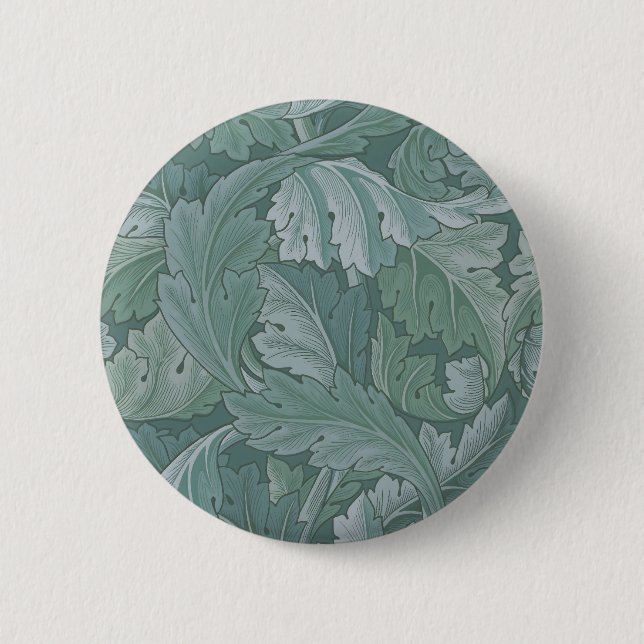William Morris Akantusblad Tealblått Mönster Knapp (Framsida)