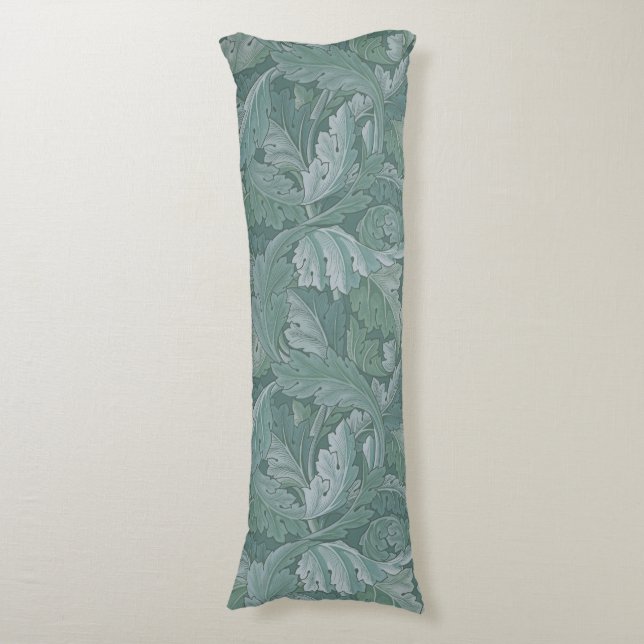 William Morris Akantusblad Tealblått Mönster Kroppskudde (Framsidan Vertikal)