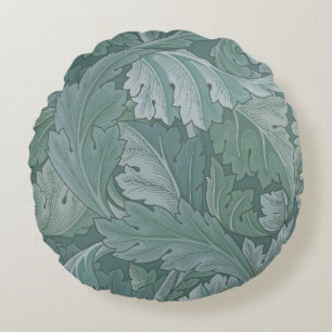 William Morris Akantusblad Tealblått Mönster Rund Kudde