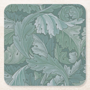 William Morris Akantusblad Tealblått Mönster Underlägg Papper Kvadrat