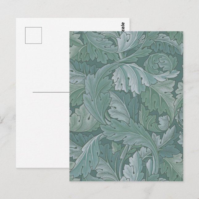 William Morris Akantusblad Tealblått Mönster Vykort (Fram/baksida)