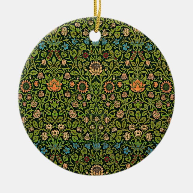 William Morris - Akvileja, mörkgrön, Julgransprydnad Keramik (Framsidan)