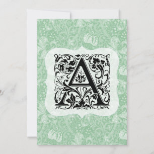 William Morris Alfabet Gylden Lilja Grön Tack Kort