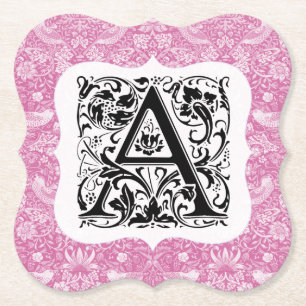 William Morris Alfabetet Strawberry Thief Rosa Underlägg Papper