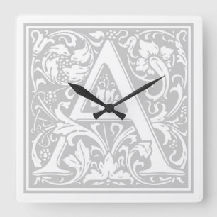 William Morris Alphabet "A" Square Wall Clock Fyrkantig Klocka