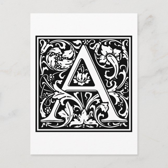 William Morris Alphabet ’A’ Vykort (Framsida)