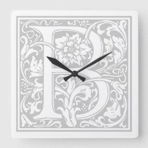 William Morris Alphabet "B" Square Wall Clock Fyrkantig Klocka