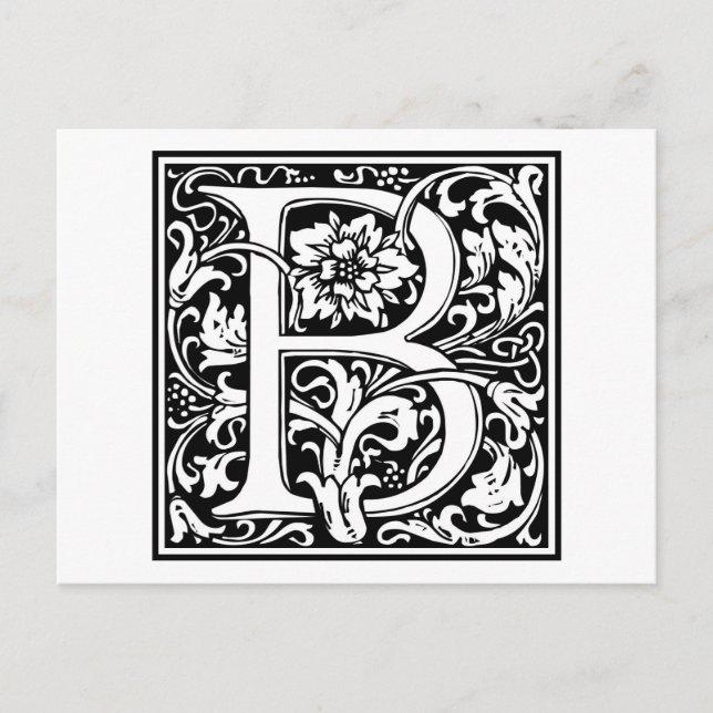William Morris Alphabet "B" Vykort (Framsida)
