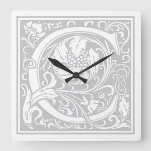 William Morris Alphabet "C" Square Wall Clock Fyrkantig Klocka