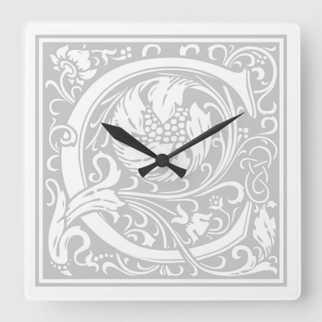 William Morris Alphabet "C" Square Wall Clock Fyrkantig Klocka (Framsida)