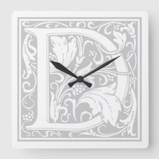 William Morris Alphabet "D" Square Wall Clock Fyrkantig Klocka