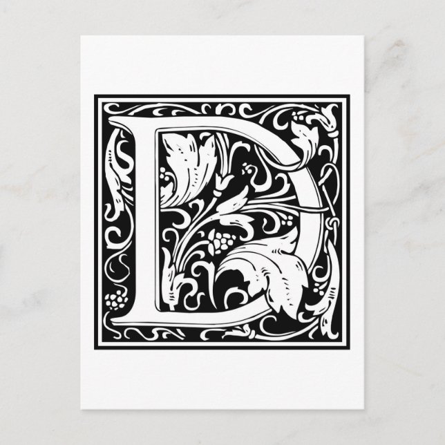 William Morris Alphabet ’D’ Vykort (Framsida)