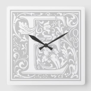 William Morris Alphabet "E" Square Wall Clock Fyrkantig Klocka