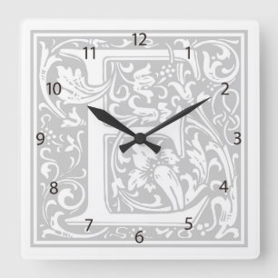 William Morris Alphabet "E" Square Wall Clock Fyrkantig Klocka