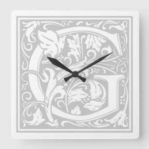 William Morris Alphabet "G" Square Wall Clock Fyrkantig Klocka
