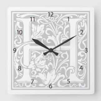 William Morris Alphabet "H" Square Wall Clock Fyrkantig Klocka