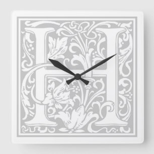 William Morris Alphabet "H" Square Wall Clock Fyrkantig Klocka