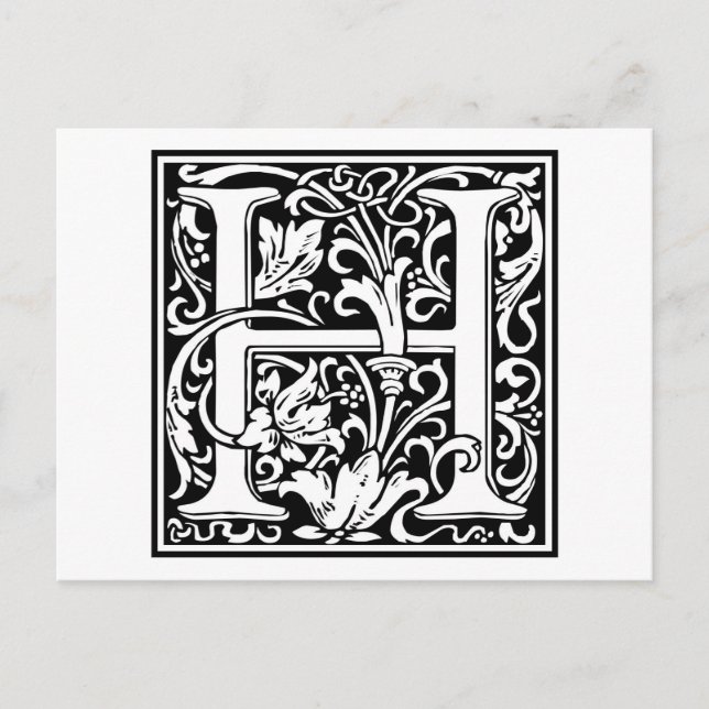 William Morris Alphabet "H" Vykort (Framsida)