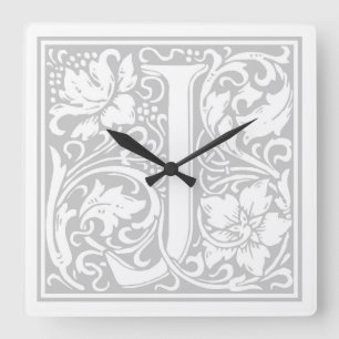 William Morris Alphabet "J" Square Wall Clock Fyrkantig Klocka