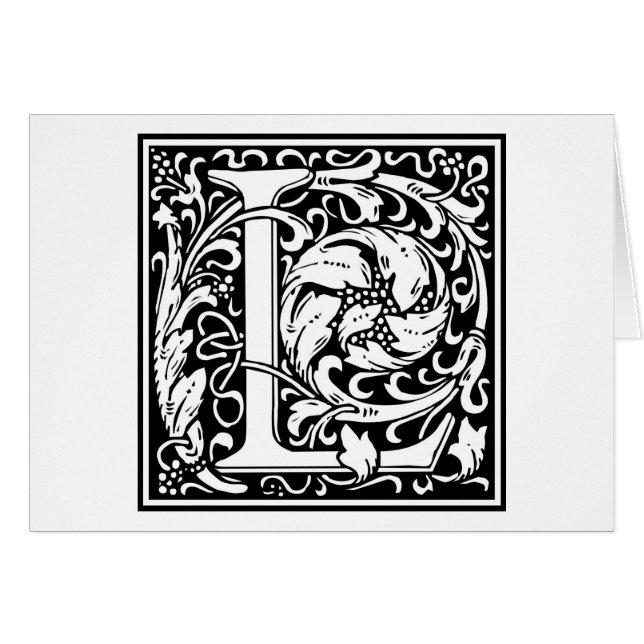 William Morris Alphabet ’L’ Hälsningskort (Framsidan Horizontal)