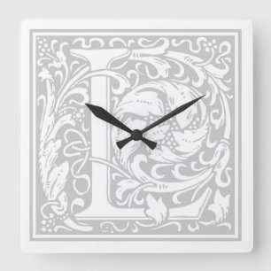 William Morris Alphabet "L" Square Wall Clock Fyrkantig Klocka