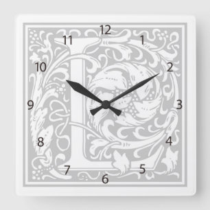 William Morris Alphabet "L" Square Wall Clock Fyrkantig Klocka