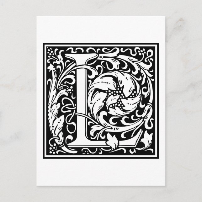 William Morris Alphabet ’L’ Vykort (Framsida)