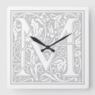 William Morris Alphabet "M" Square Wall Clock Fyrkantig Klocka