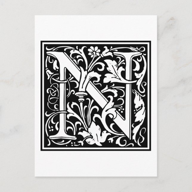 William Morris Alphabet "N" Vykort (Framsida)
