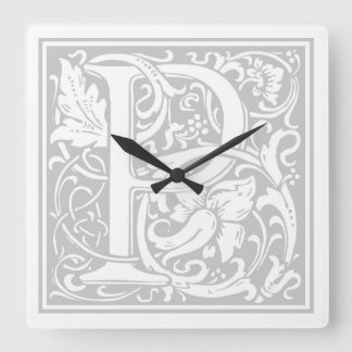 William Morris Alphabet "P" Square Wall Clock Fyrkantig Klocka