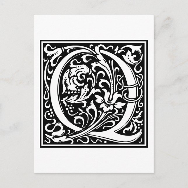 William Morris Alphabet ’Q’ Vykort (Framsida)