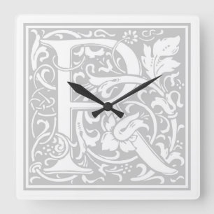 William Morris Alphabet "R" Square Wall Clock Fyrkantig Klocka