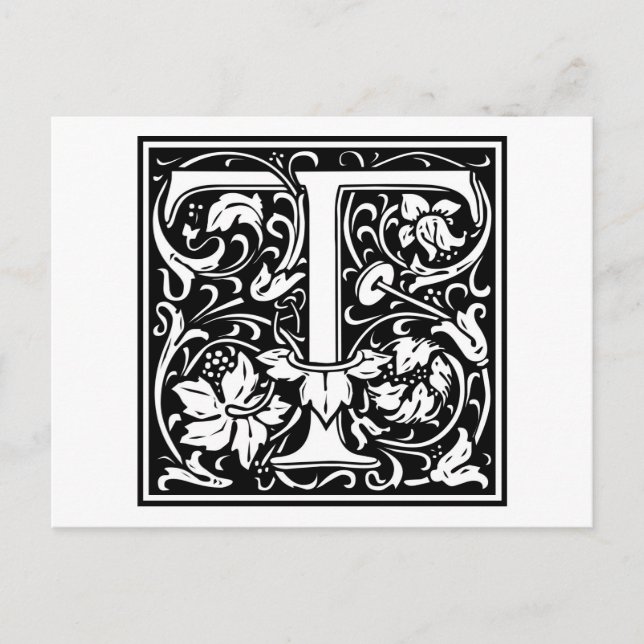 William Morris Alphabet ’T’ Vykort (Framsida)