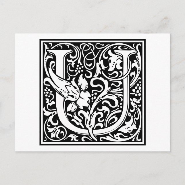 William Morris Alphabet ’U’ Vykort (Framsida)