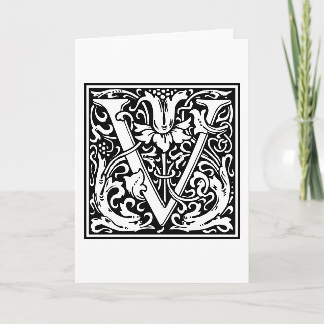 William Morris Alphabet ’V’ Anteckningskort (Framsida)