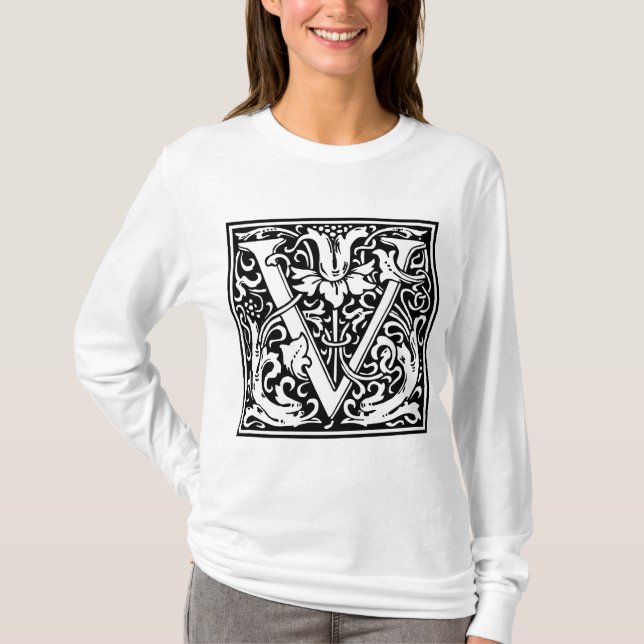 William Morris Alphabet ’V’ Tee Shirt (Framsida)